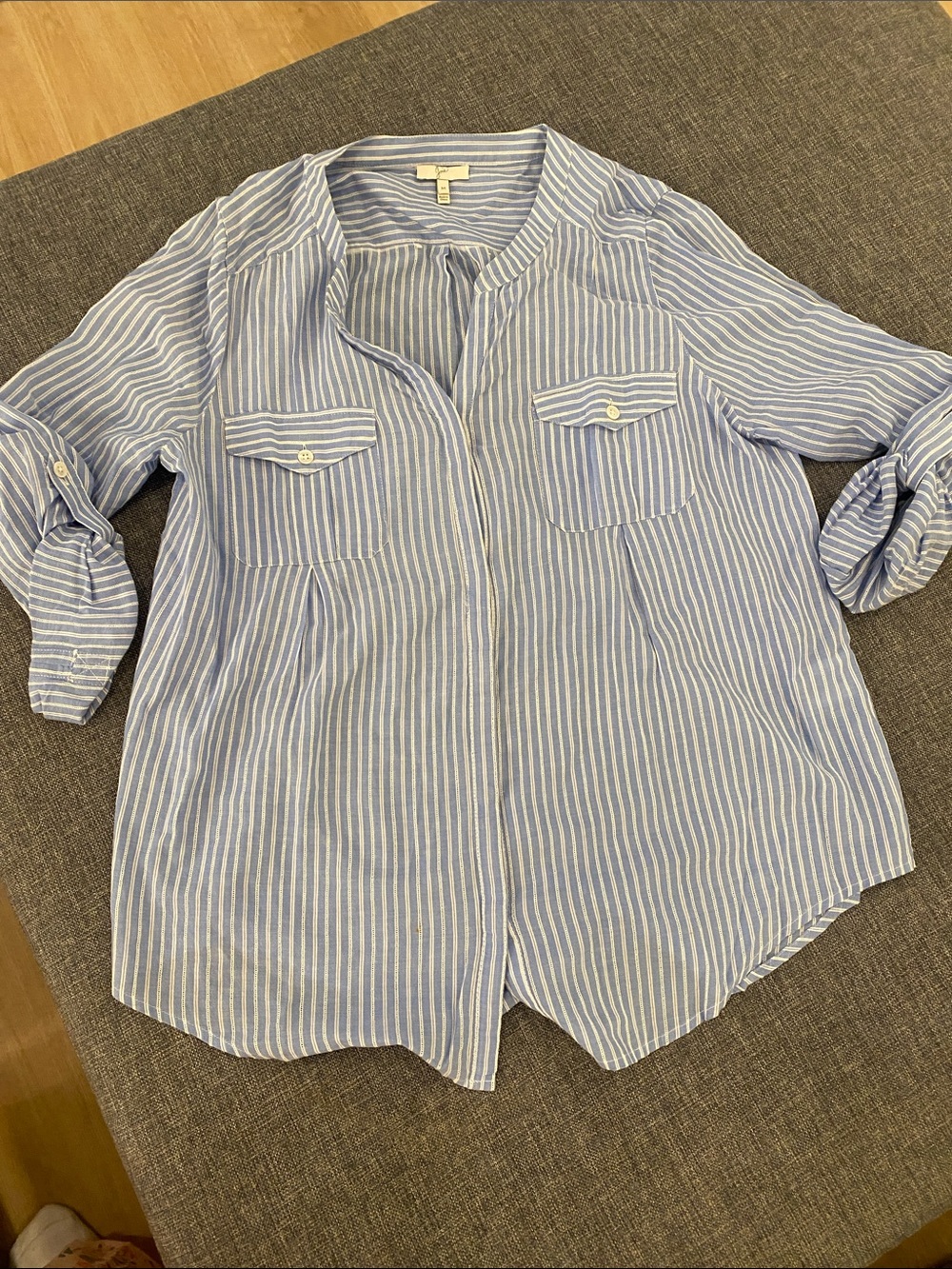 Joie Blue and White Striped Button Shirt